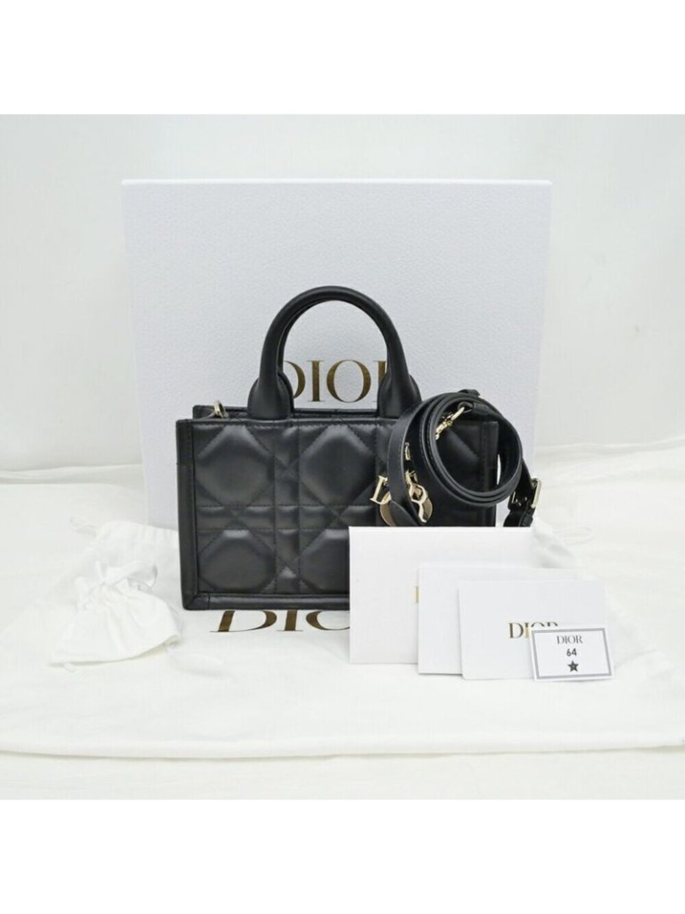 Dior Book Tote Handbag Mini Shoulder Macro Kana Jukafu Black Whp - Picture 10 of 10